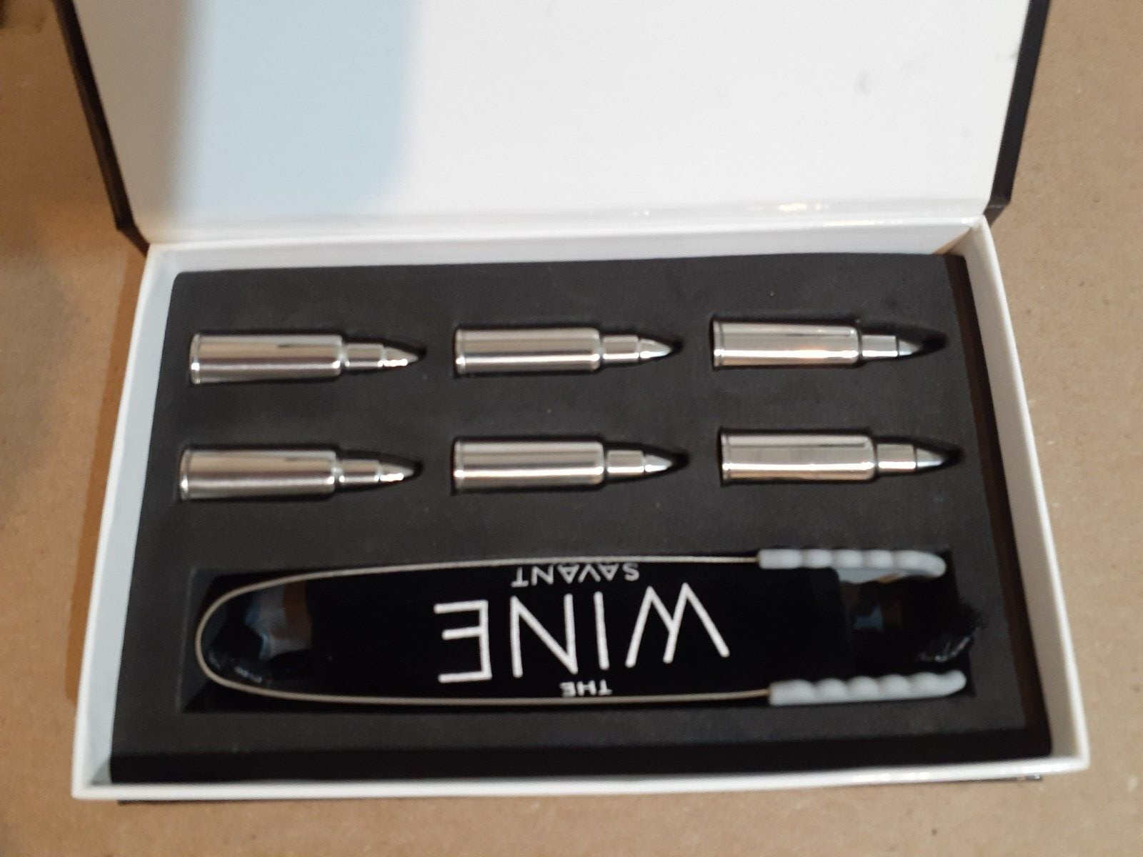 The Wine Savant Whiskey Bullet Chiller Set of 6 & Tongs ~ Fast Shipping ~ NICE