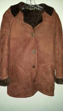 Vintage Ladies Sheepskin Coat In Brown From Scotland Size 10 (us Size 4)