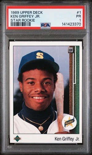 KEN GRIFFEY JR 1989 UPPER DECK #1 STAR ROOKIE - PSA 1 - SEATTLE MARINERS