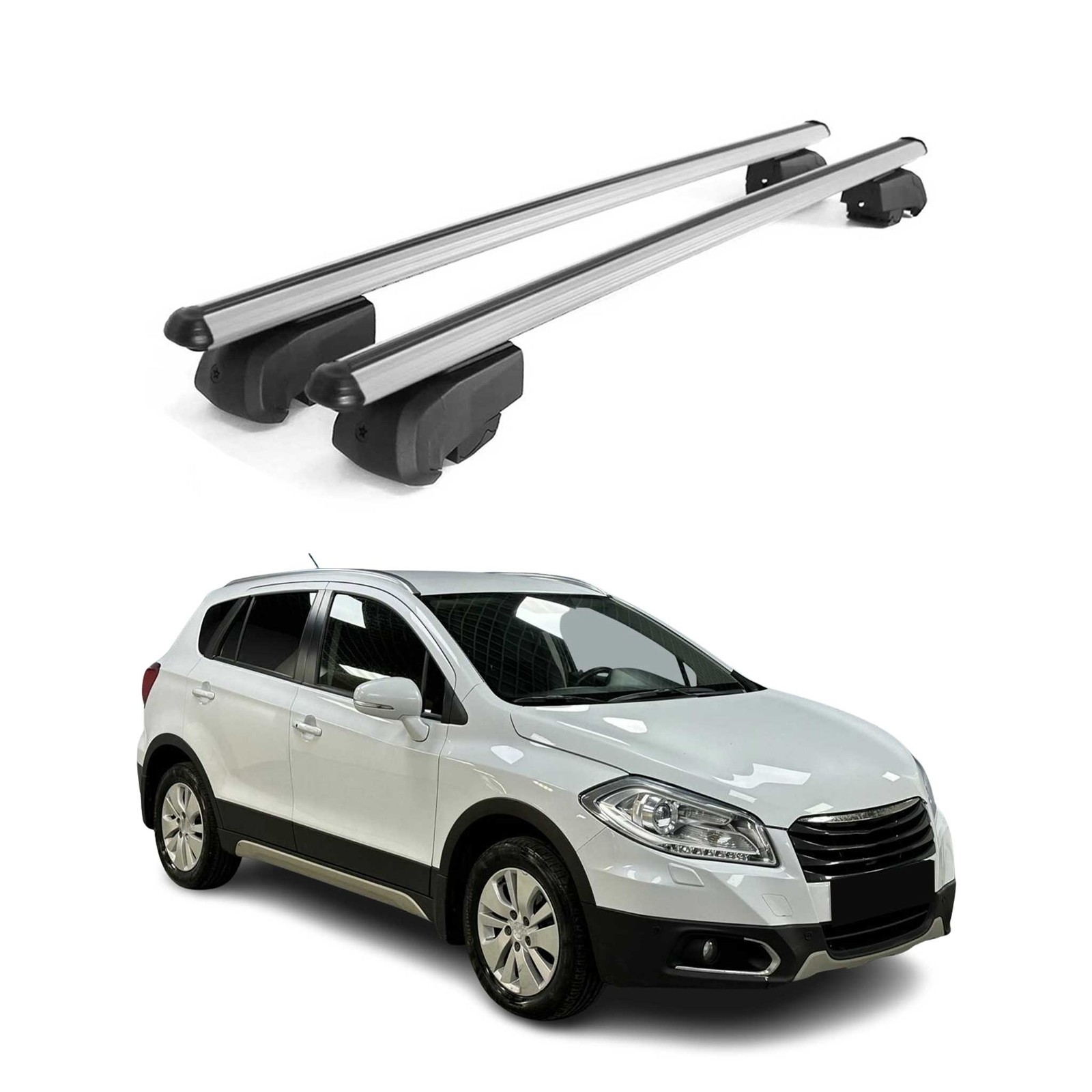Barres de toit en alu gris pour Suzuki SX-4 S-Cross 2013-2023