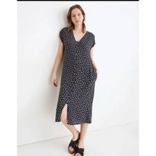 NWT Madewell Easy Midi Dress Size L Spring Fling floral Pockets button front