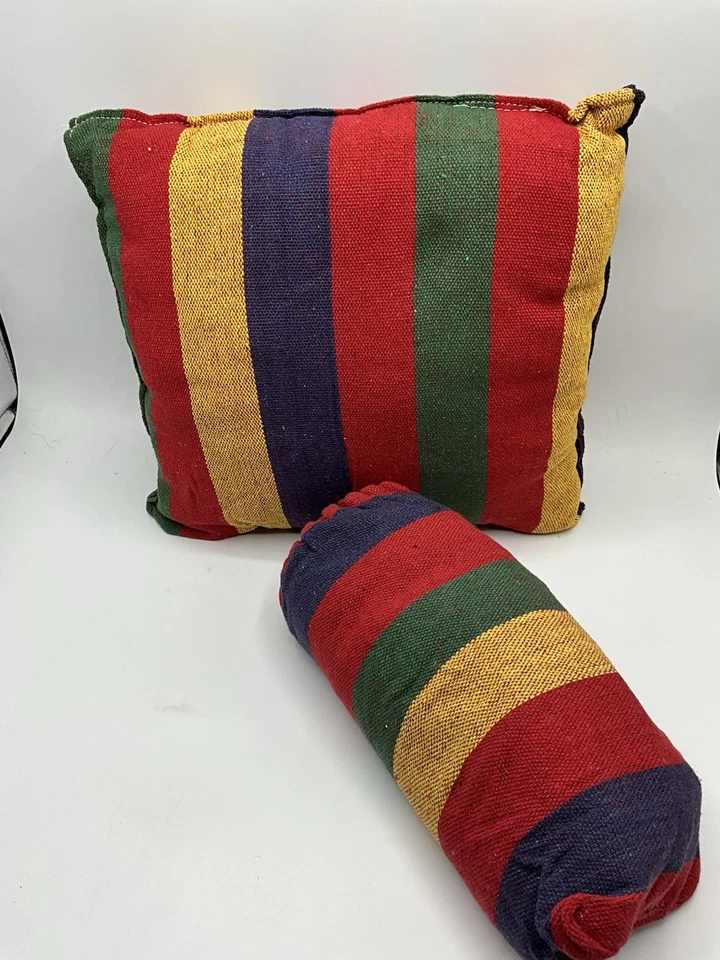 1pc Striped Casual Hanging Chair Hammock (Including Pillow)canvas Swing Suitable - Image 2 of 4