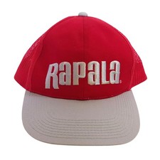 Vintage RAPALA Signature Snapback Trucker Hat Red / Gray Mesh OSFA Pre-Owned