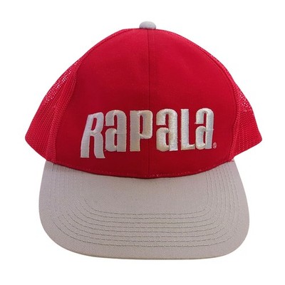 Vintage RAPALA Signature Snapback Trucker Hat Red / Gray Mesh OSFA Pre-Owned