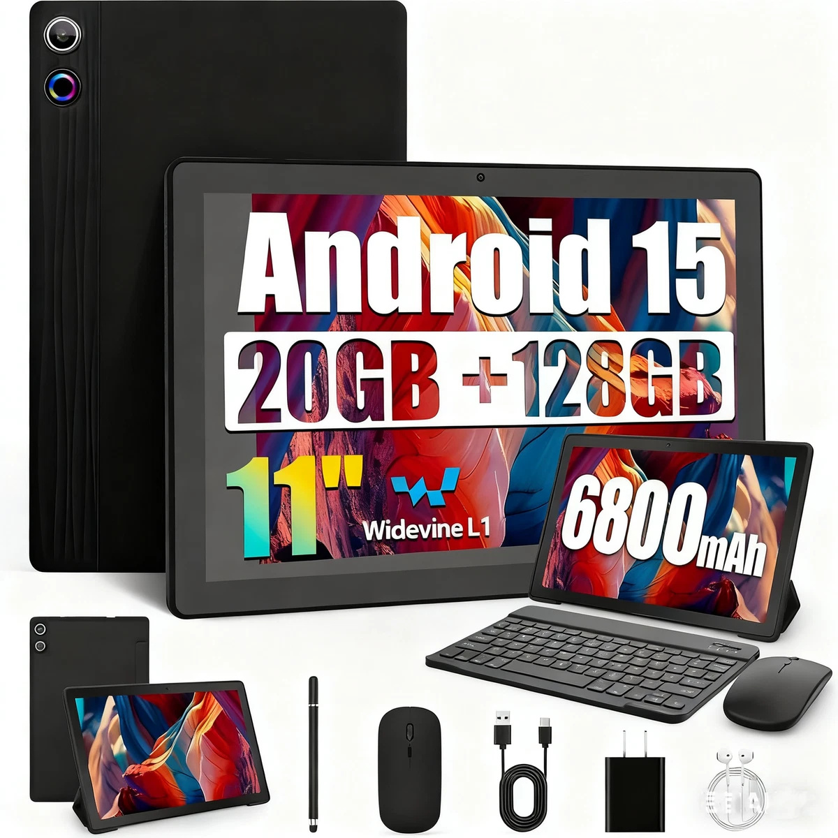 11 inch Android 15 Tablet 20GB RAM 128GB ROM (1TB TF) WiFi 6800mah