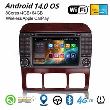 8 Kern Android 14 Autoradio GPS CarPlay Wifi 64GB Mercedes CL/S Klasse W220 W215
