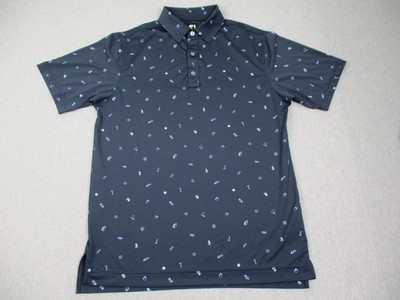 FootJoy Shirt Men Small Blue Golf Icon Print Stretch Performance Polo Clean Nice