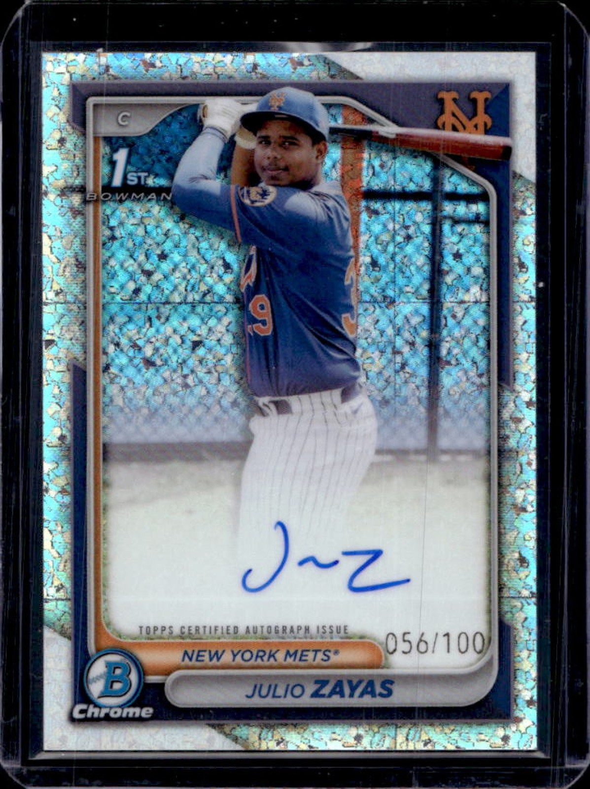 2024 Bowman Chrome Julio Zayas Auto Mini Diamond Refractor 1st #56/100
