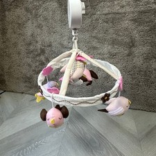 Pottery Barn Kids Penelope Nursery Mobile Birds Pink Brown Brahms Lullaby NO ARM