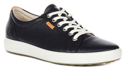 Ecco Soft 7 W On Train Long Lace Leather Damen Sneaker in Navy UK 4   9