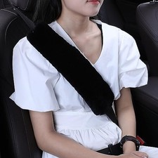 13.4inch 2 Pack Fuzzy Sheepskin Seat Belt Cover Pads  Seatbelt Cushions Black