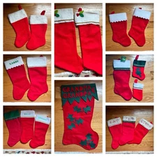 Vintage Felt & Faux Fur Christmas Stockings Lot Arts & Crafts Retro Classic