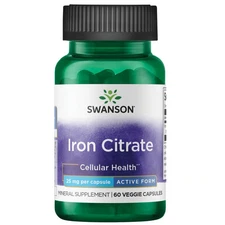 Swanson Iron Citrate 25 mg 60 Veggie Capsules