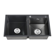 Drop-in Stainless Steel Kitchen Sink Double Bowl with Drain Basket  Soap Dispen