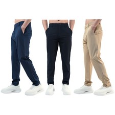 Men's Golf Straight Leg Trousers Tailored Look Pants Smart Sport Chinos Active