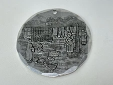 Wendell August Forge 2-1/8" Round Farm Chickens Amish Laundry Christmas Ornament