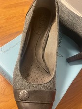 EUC LifeStride Parigi kitten high Heels Pump Women's 9 black tweed dress shoes