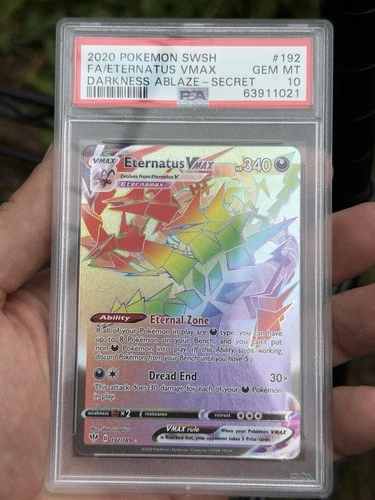 PSA 10 2020 Pokemon Eternatus VMAX Secret Rare Full Art Holo 192/189