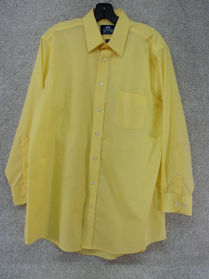 Camisa de vestir Stafford para hombre talla 32/33 amarilla - buen estado ver foto por defecto Foto 2 de 4