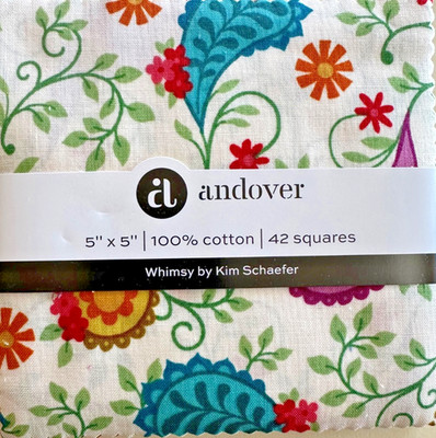''WHIMSY'' BY KIM SHAEFER CHARM PACK 5X5 42 PC FOR ANDOVER FABRICS
