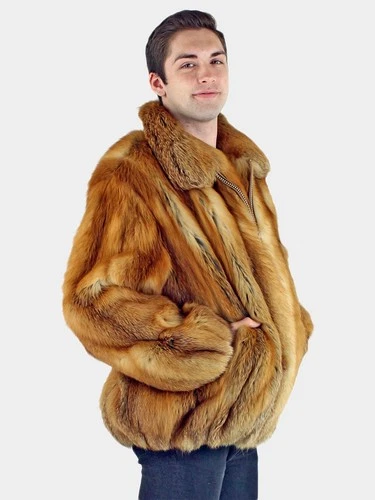 Real Fox Fur Jacket For Men -Men's Red Real Fox Fur Jacket image 2