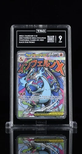 2025 Pokémon Mega Charizard X EX #023 Promo TAG 9 Mint Full Art