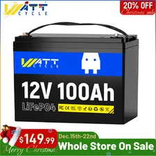 12V 100Ah 1280Wh LiFePO4 Lithium Battery 20000 Deep Cycles Low-Temp Solar Panel