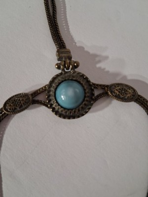 Bohemian hand link  Braclet Bronze   Turquoise Stones Boho hippy