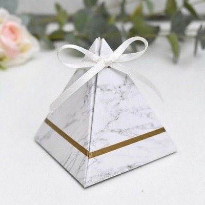 25 Pc Mini Triangle Party Favor Box, 3''x2.75'' Small Gift Box Wedding Favor White