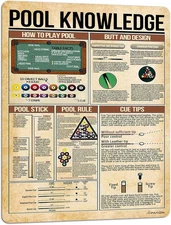 PAIION Billiard Room Decor Pool Knowledge Metal Tin Sign Rules 