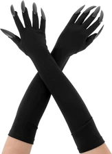 Black Claw Gloves with Claws for Halloween Party Cosplay Costume Prop