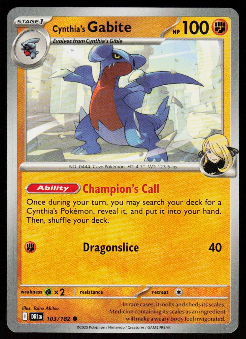 Cynthia's Gabite 103/182 Common Destined Rivals Pokemon Near Mint
