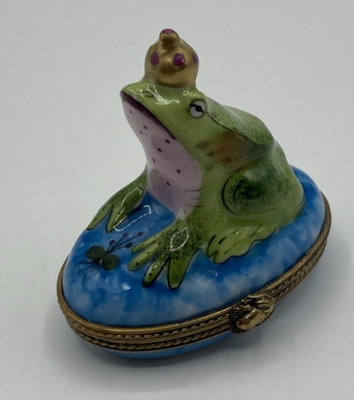 Limoges France Frog Prince Charming Trinket Box Peint Main Chamart Exclusif