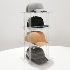 koretech Hat Organizer Box, 4 Tier Up to 12 Hats Stackable Clear 4