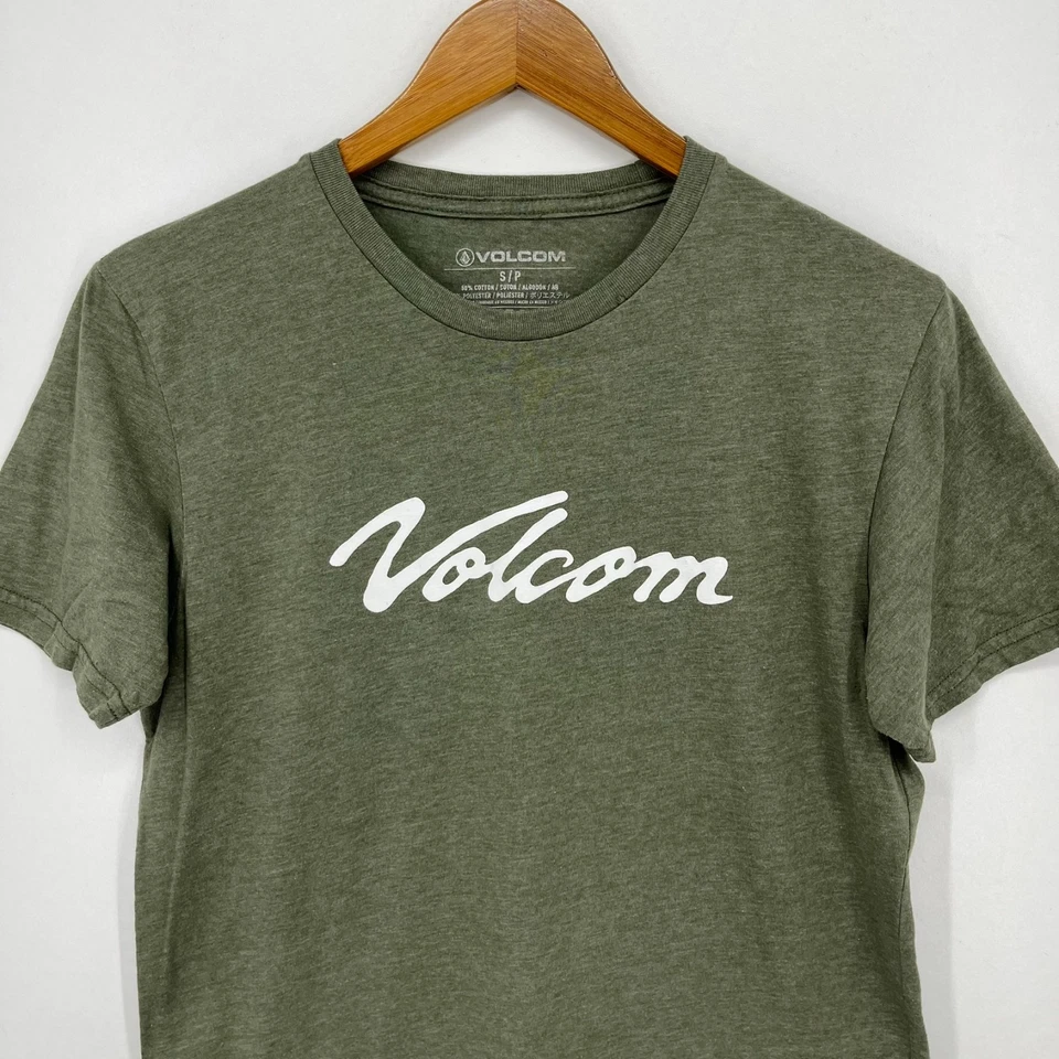 Volcom T-Shirt Men's Size S Green Logo Short Sleeve Crew Neck Cotton Blend - Image 2 of 4