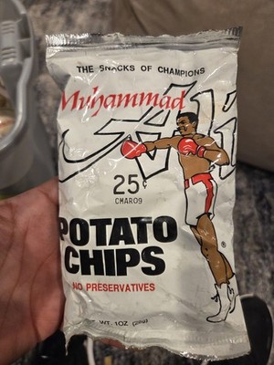 Vintage 1991 Muhammad Ali Potato Chips Bag Snack of Champions Full Bag not open