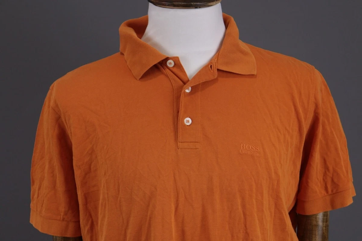 Hugo Boss Pima Cotton Orange Short Sleeve Cotton Polo Shirt Size