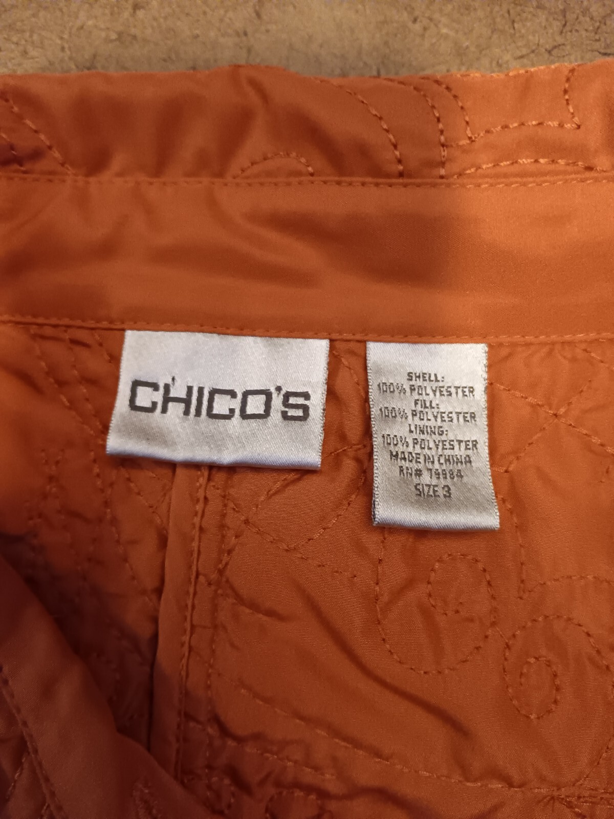 Chicos Size 3 Orange Jacket Polyester - image 3