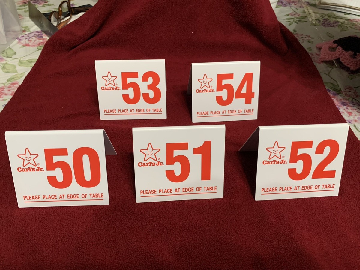 Classic Carls Jr Table Tent Number 00 thru 99 | eBay