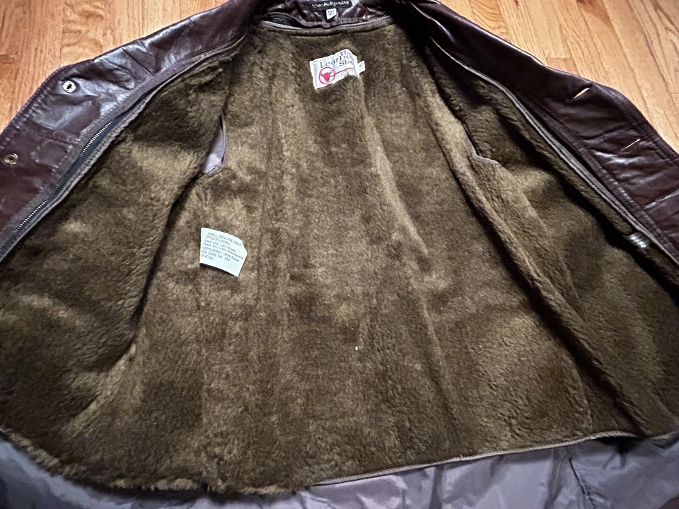 Vintage 70’s Sears The Leather Shop Burgundy Leather Moto Jacket NEVER WORN 42 R - Image 3 of 4