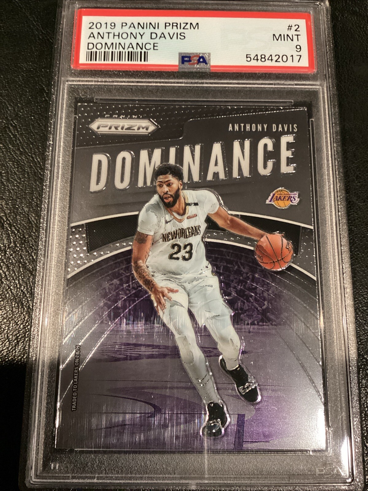 2019 Panini Prizm basketball card #2 Anthony Davis Los Angeles Lakers PSA 9 Mint