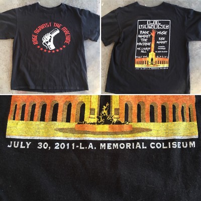 トップス RAGE AGAINST THE MACHINE L.A RISING Tee Rage Against The Machine LA Rising Ms Lauryn Hill Muse T Shirt