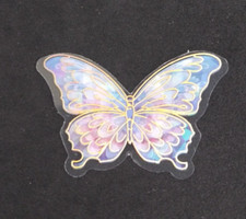 Beautiful Pink Purple Butterfly Transparent Sticker 1.38" x 2.18" D