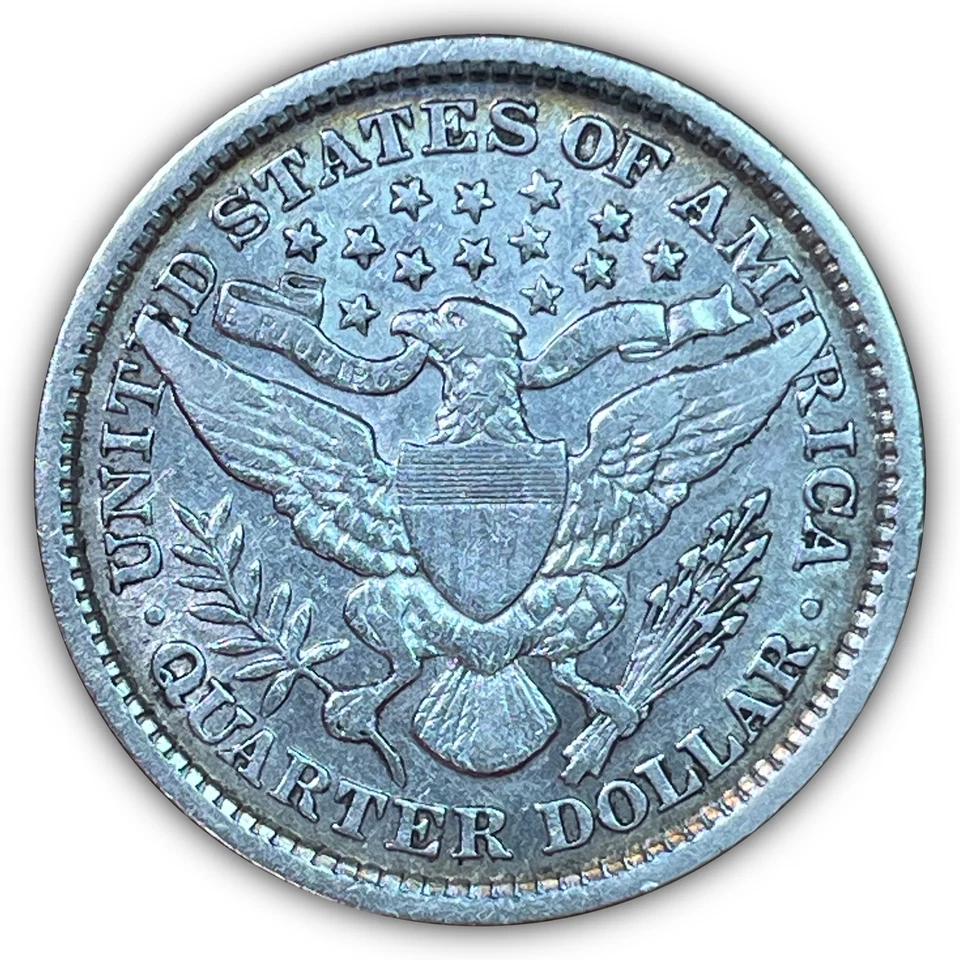 Moneda XF+ 1894 Barber Quarter Choice extremadamente fina #19069 Foto 2 de 3