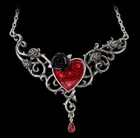 Alchemy Gothic Halskette - The Blood Rose Heart - Fantasy Damen Kette AnhäNger