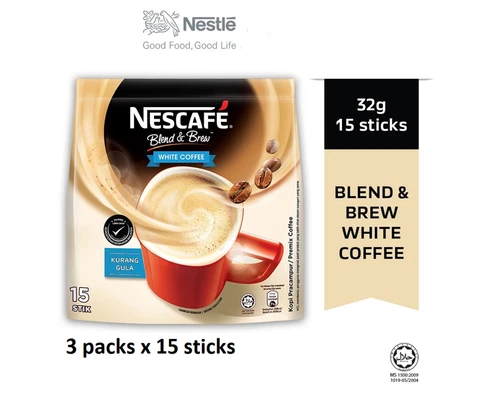 NESCAFE Ipoh White Coffee So Creamy, Instant Coffee, 45 sticks 3in1