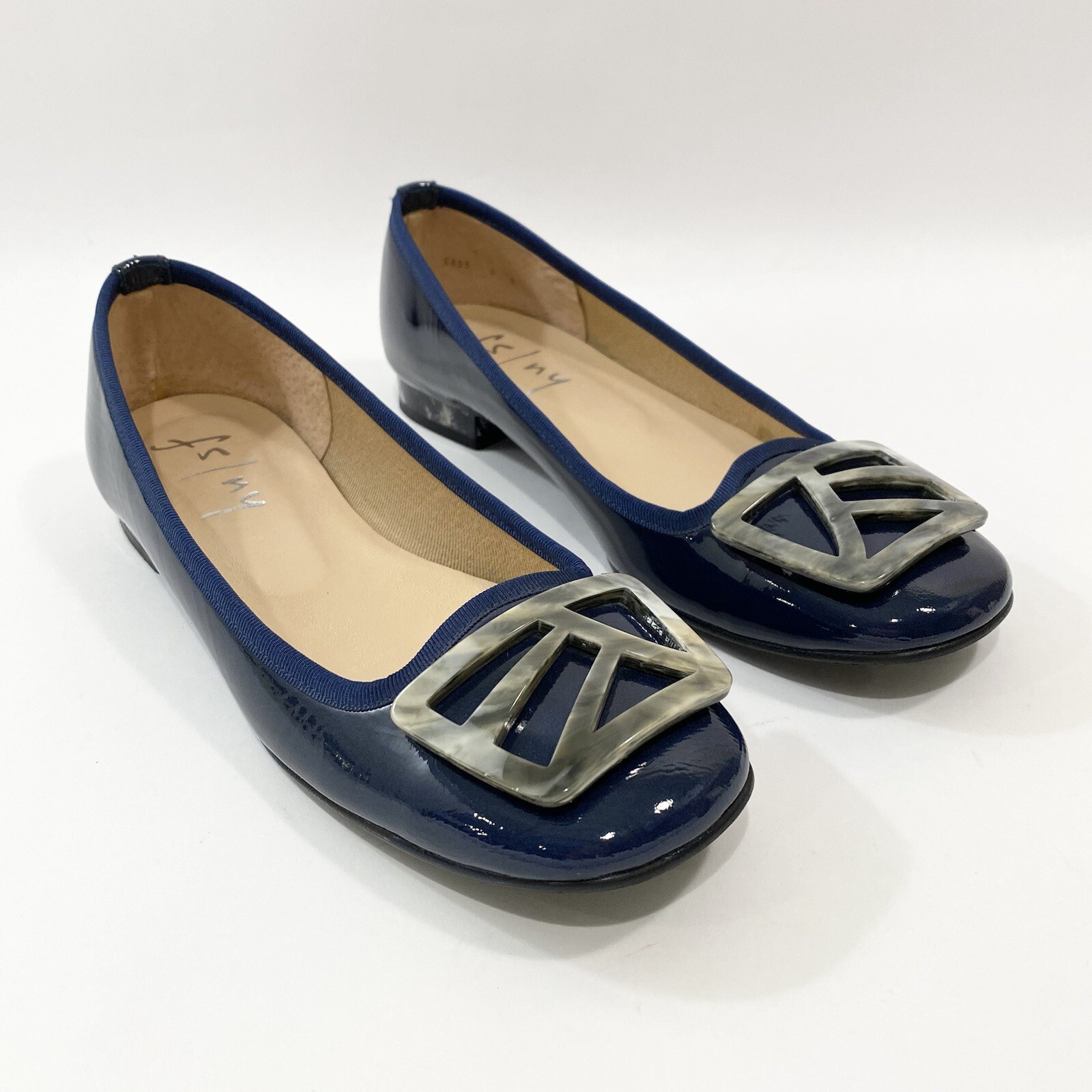 SAOLA Ballerine Talismano Suola Francese FS NY Donna US 6 Navy Pelle Verniciata *Leggi*