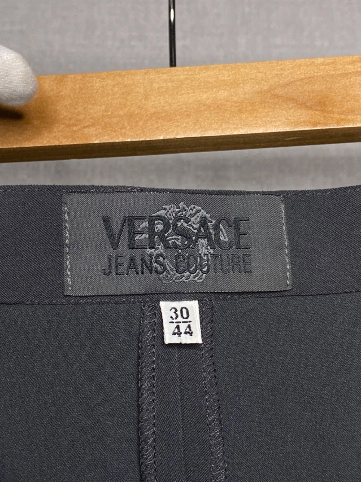 Versace Jeans Couture pantalone donna nylon vintage grigio taglia 30 44