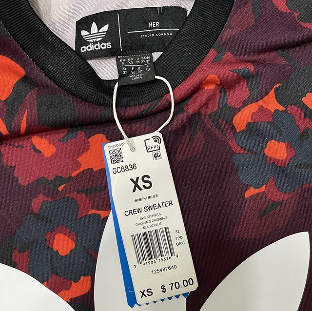Women's Size M adidas X Her London Studios Floral Crewneck Sweater GC6836  for sale online | eBay
