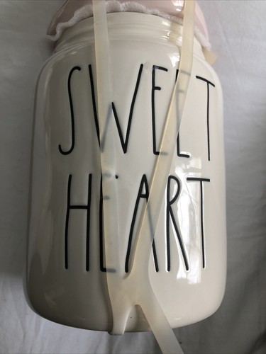 RAE DUNN Easter "SWEET HEART" 10" Ceramic Canister W/ Bunny Topper Lid New - Picture 3 of 10